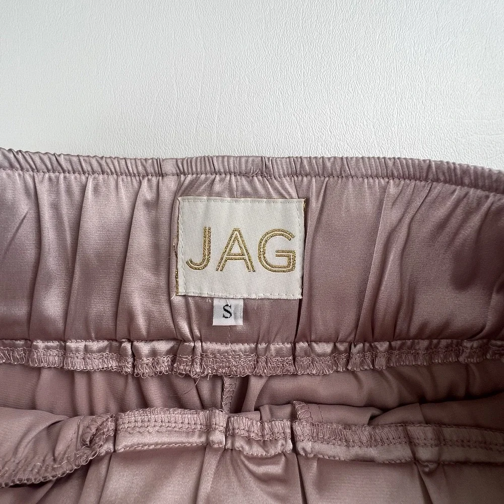 Women's Pink Satin Jogger Pants - Silky Lounge Trousers - Size S Boho Hippie - Picture 3 of 6